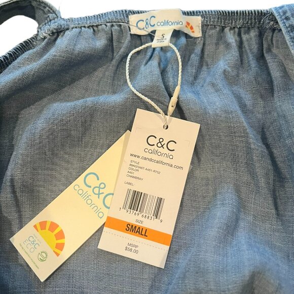 Women's NWT C&C California Lightweight Chambray Tank Top Size Small - Picture 4 of 5